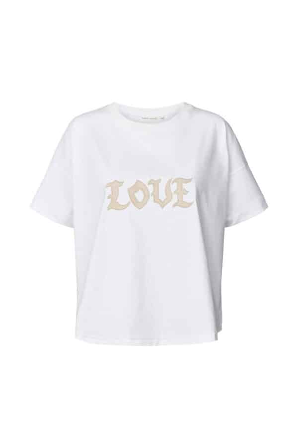 Rabens Saloner White Margot Message Cropped Love T-shirt