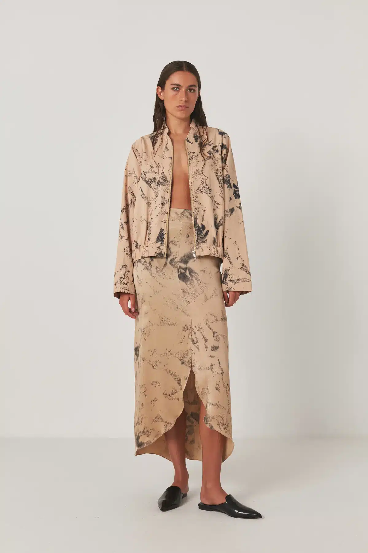 Rabens Saloner BLACK S FRACTURE TULIP SKIRT NOELLE