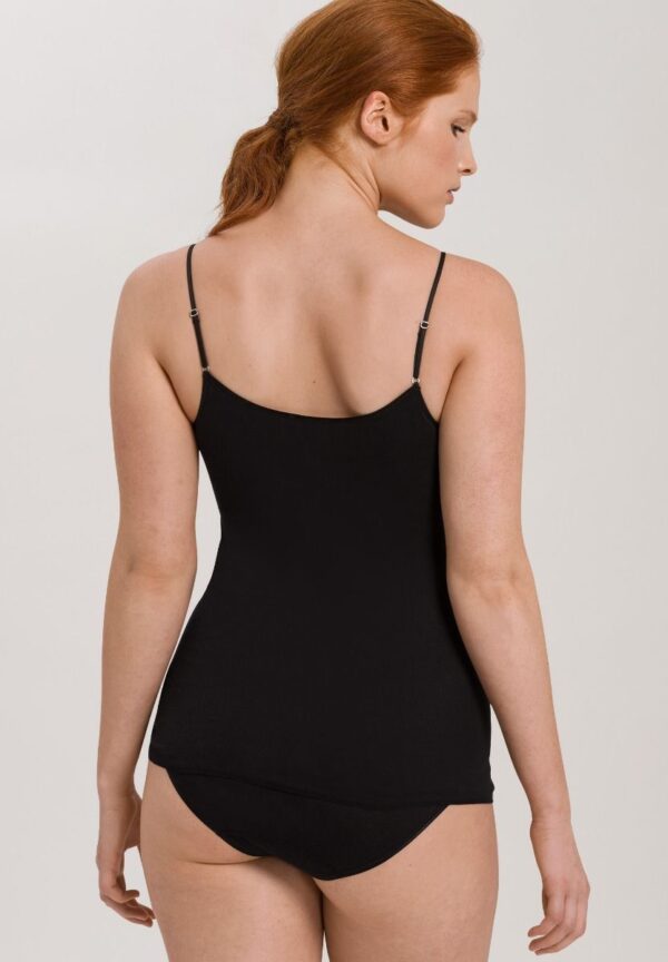 HANRO Black Cotton Seamless Spaghetti Top