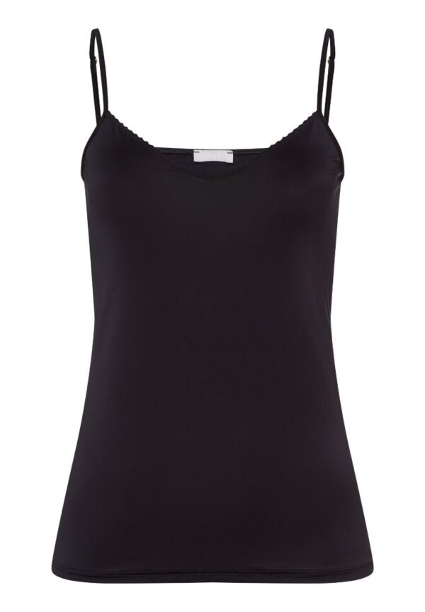 HANRO Satin Deluxe Black Spaghetti Top