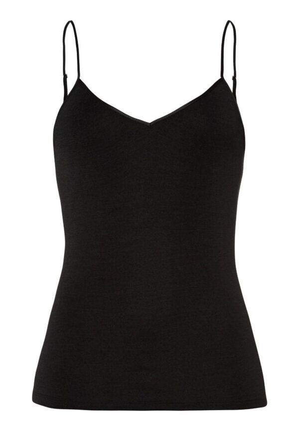 HANRO Black Spaghetti Top Woolen Silk 071